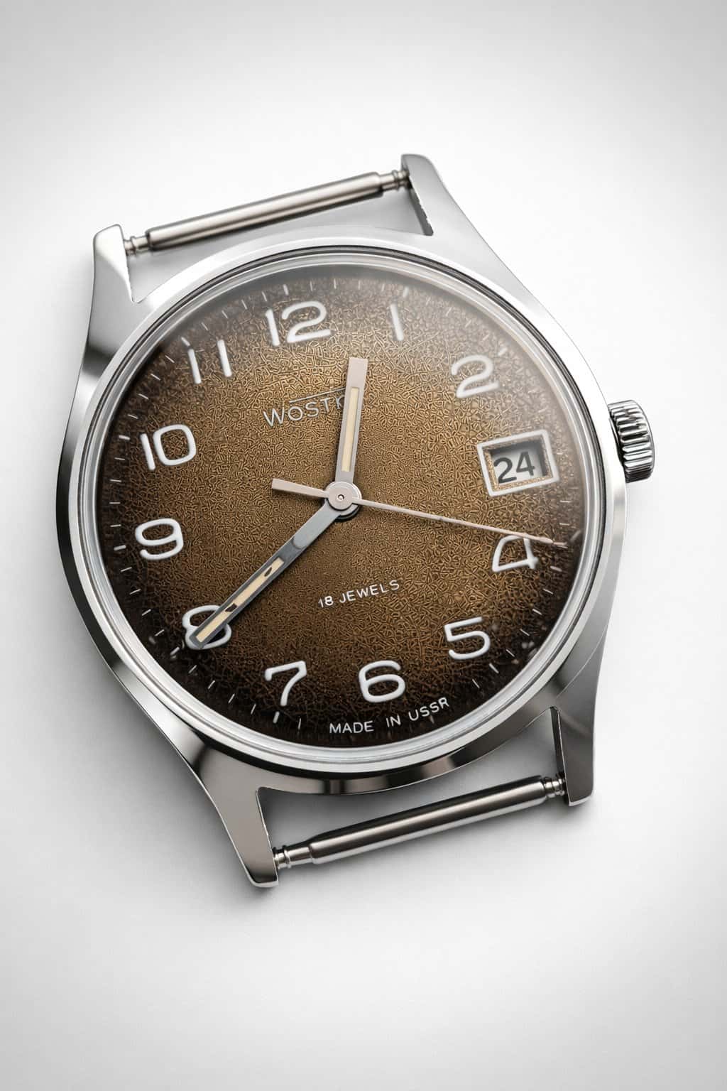 Vintage Vostok USSR Watch Cal 2214 Hand-Wound Brown Gradient Dial