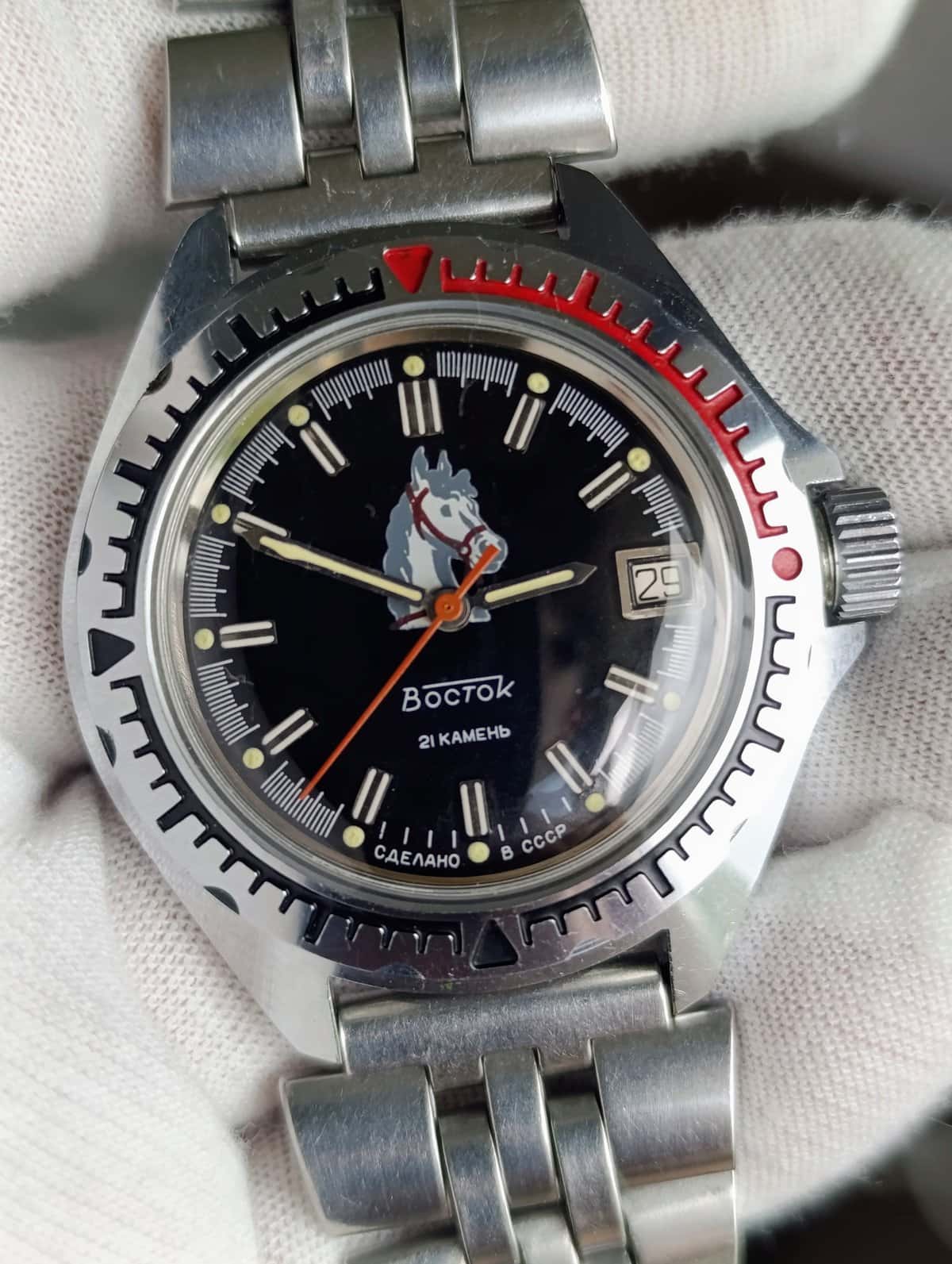 Soviet Vostok Amphibia Automatic Diver, Horse Dial Caliber 2416Б 1980s USSR 
