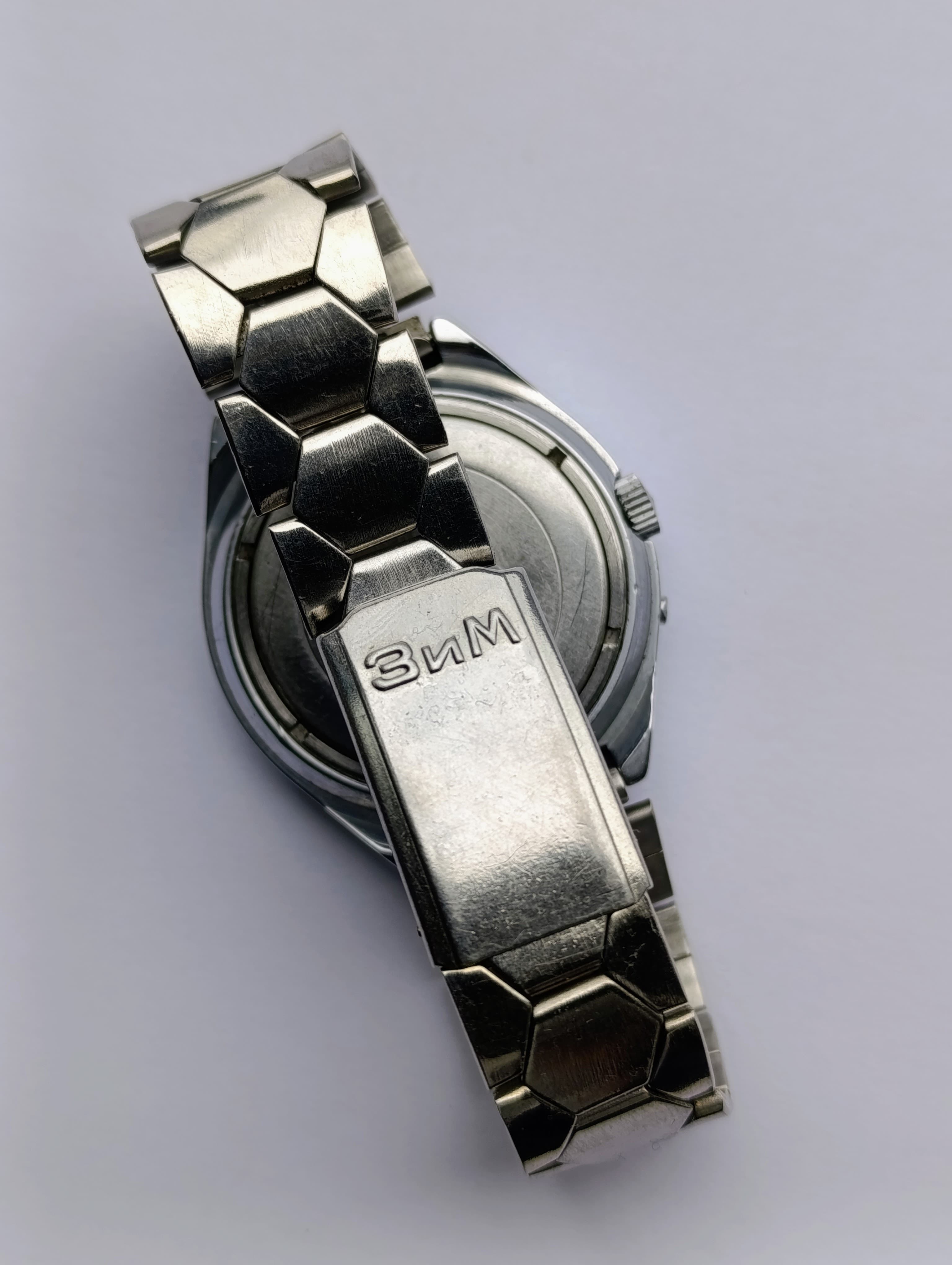 Rare Slava 2428 USSR Mechanical Watch – All Original, Faceted Chrome Case, 26 Jewels – thumbnail 6