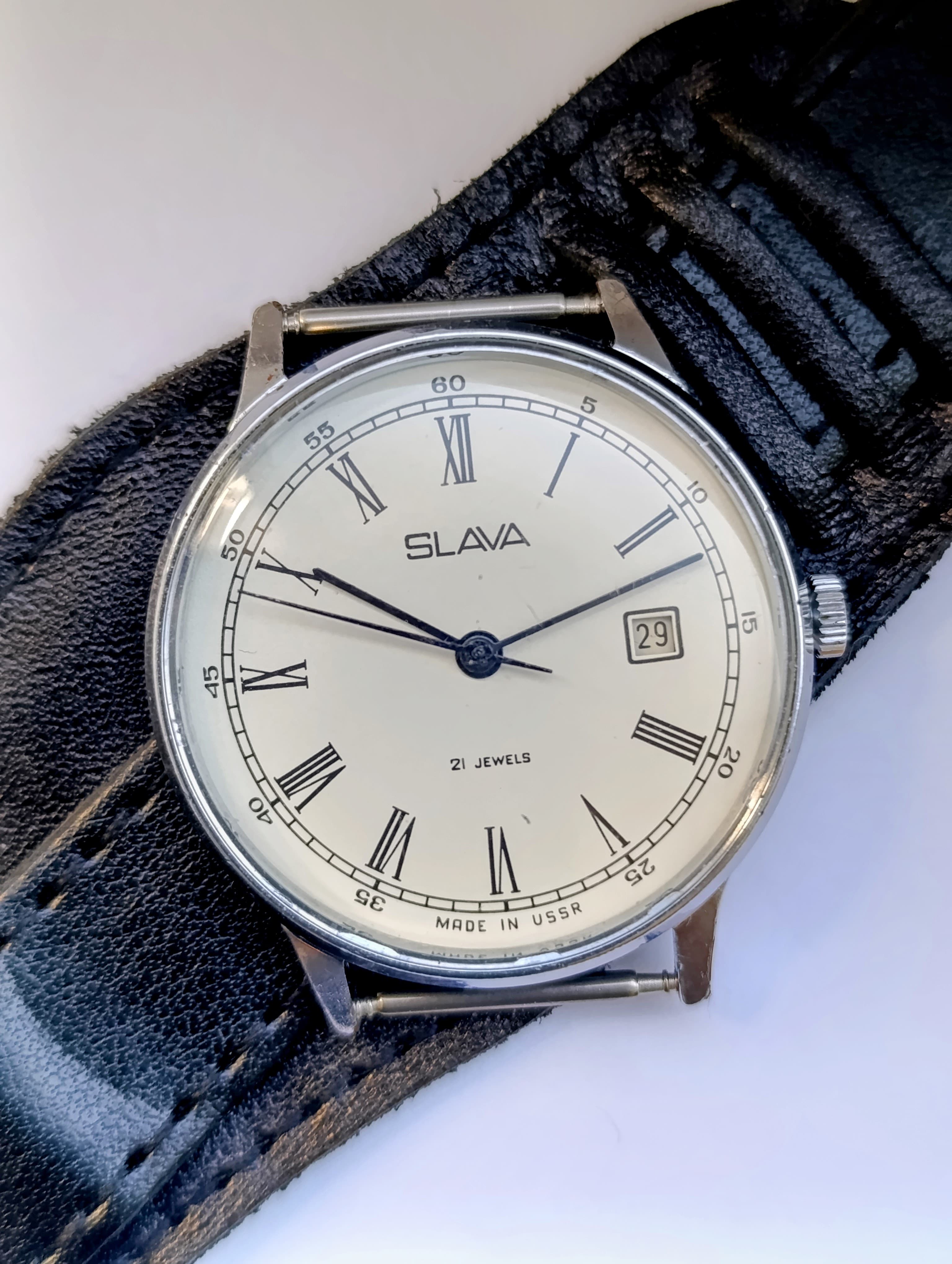 Vintage Slava Watch 1970s USSR – Caliber 2414, 21 Jewels – thumbnail 1
