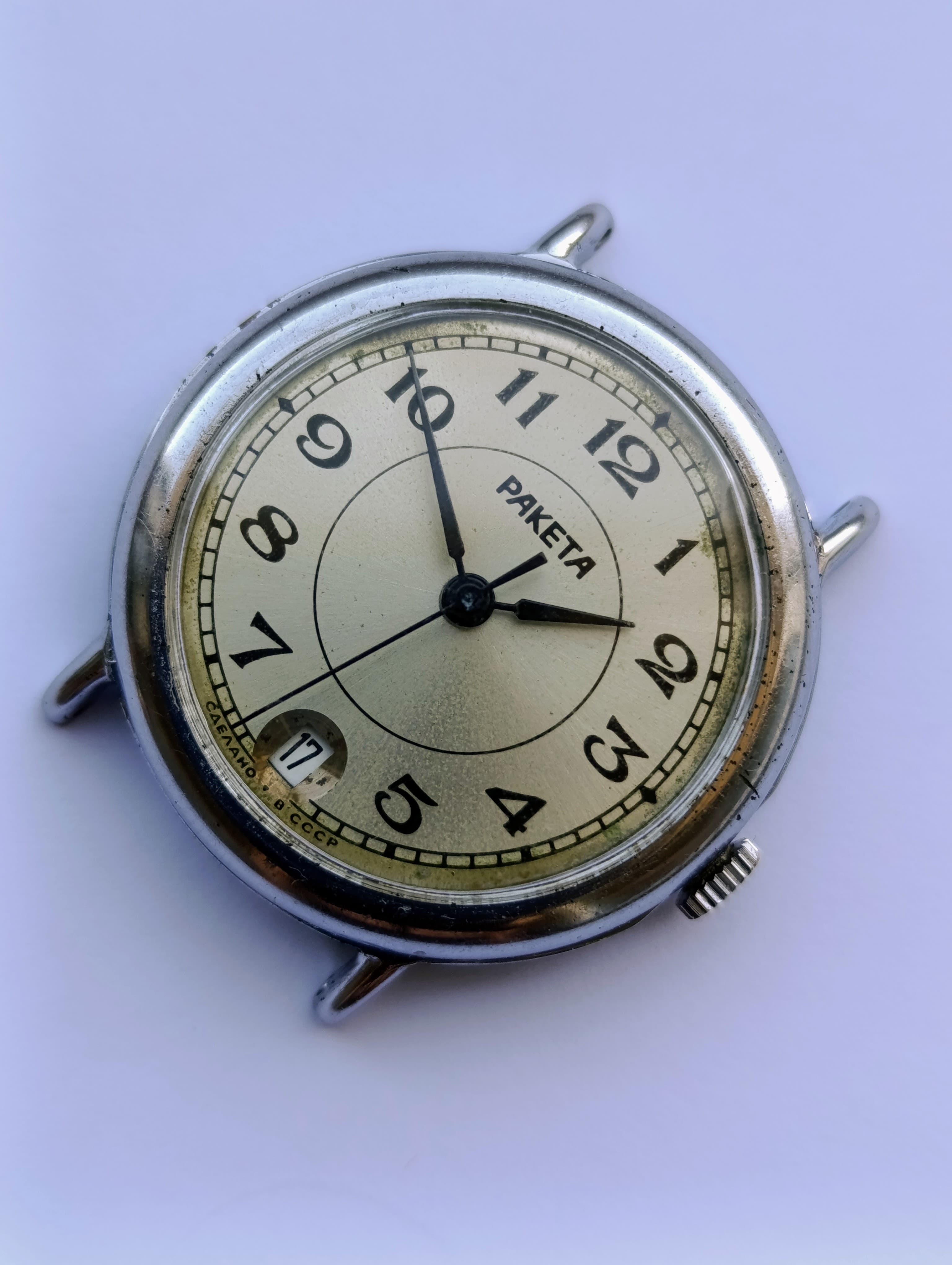 Vintage Raketa Watch 2614.H Caliber 19 Jewels – Petrodvorets USSR 1980s Mechanical Men’s Wristwatch – thumbnail 4