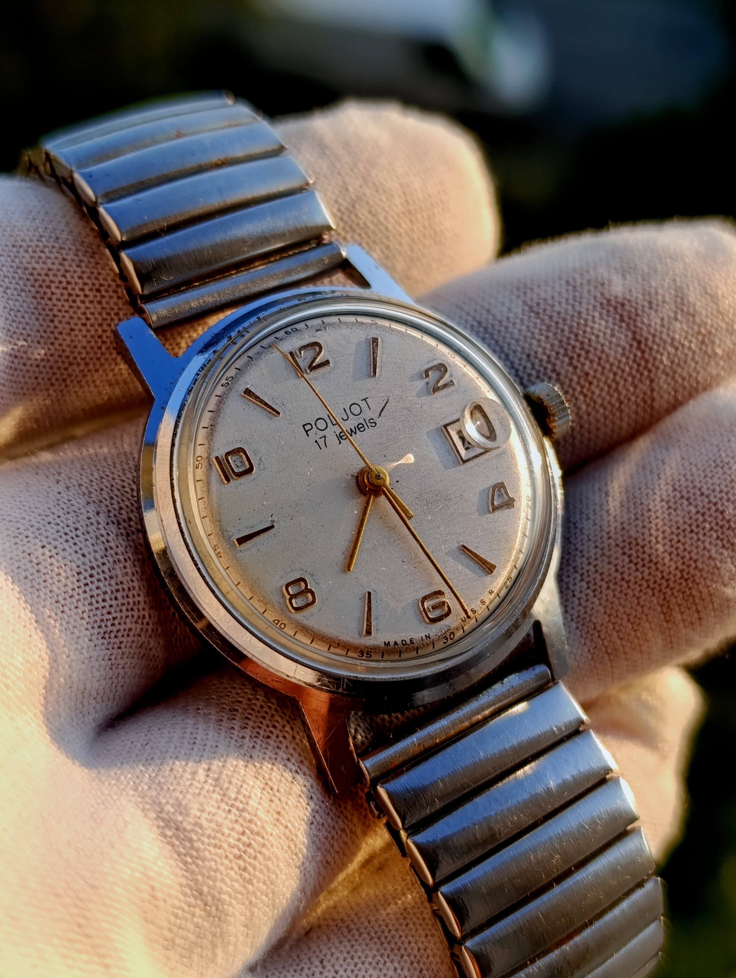 Rare Soviet Poljot 2414 mechanical watch, 17 jewel movement, collectible USSR timepiece – thumbnail 7