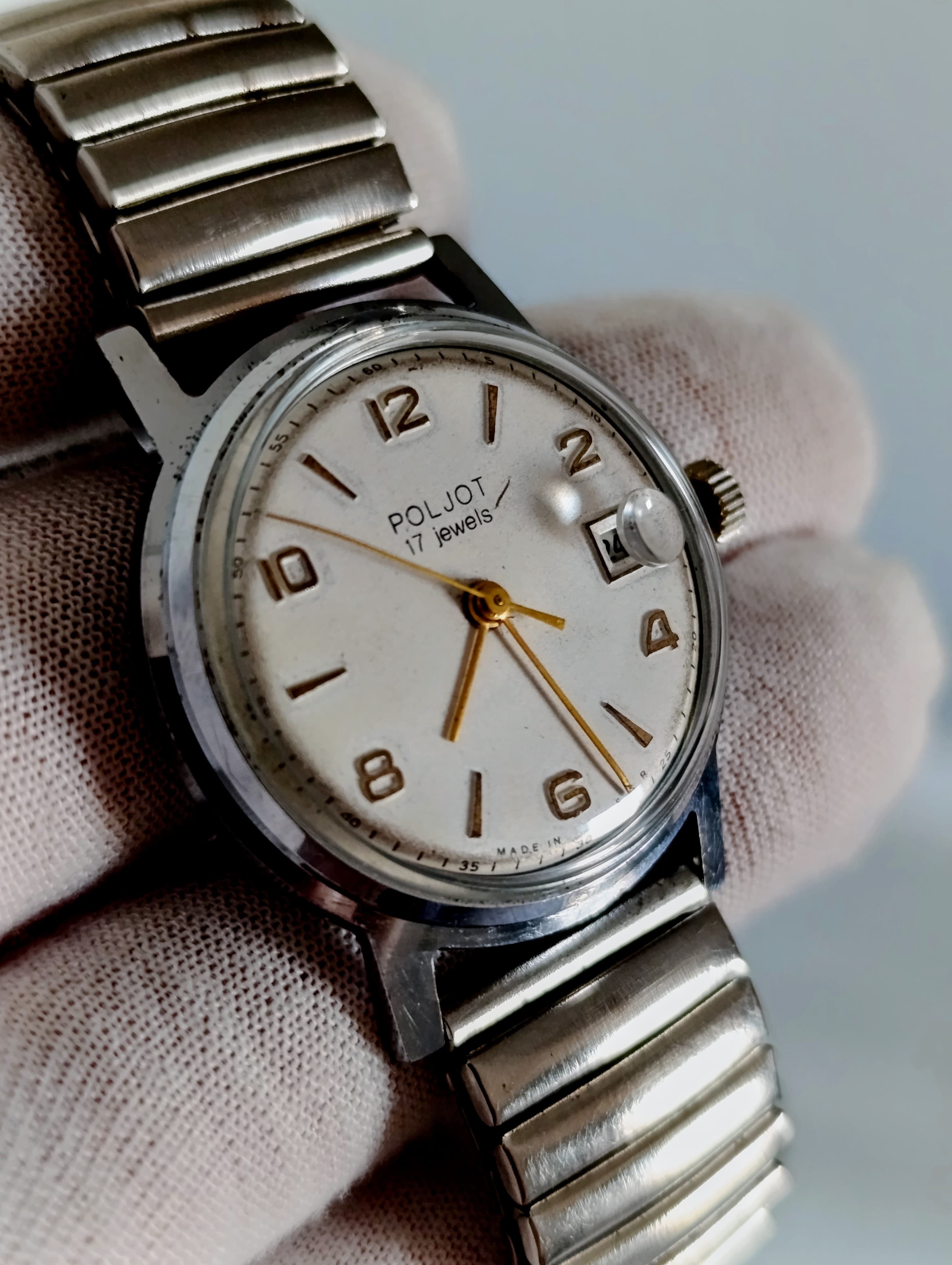 Rare Soviet Poljot 2414 mechanical watch, 17 jewel movement, collectible USSR timepiece – thumbnail 5