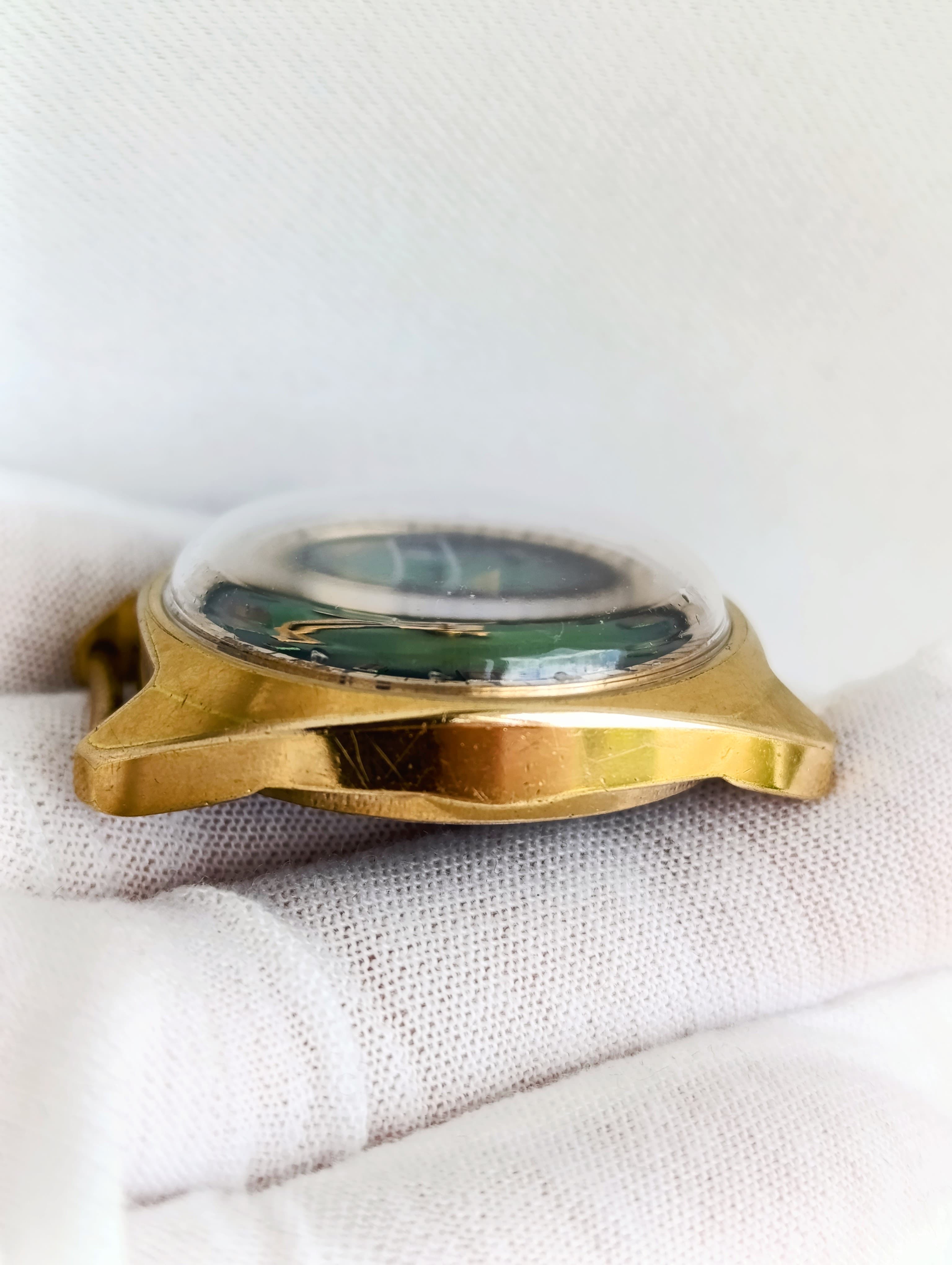 Slava Vintage Soviet Watch - Rare Green Gradient Dial - USSR 2428 Day-Date - Serviced – thumbnail 7