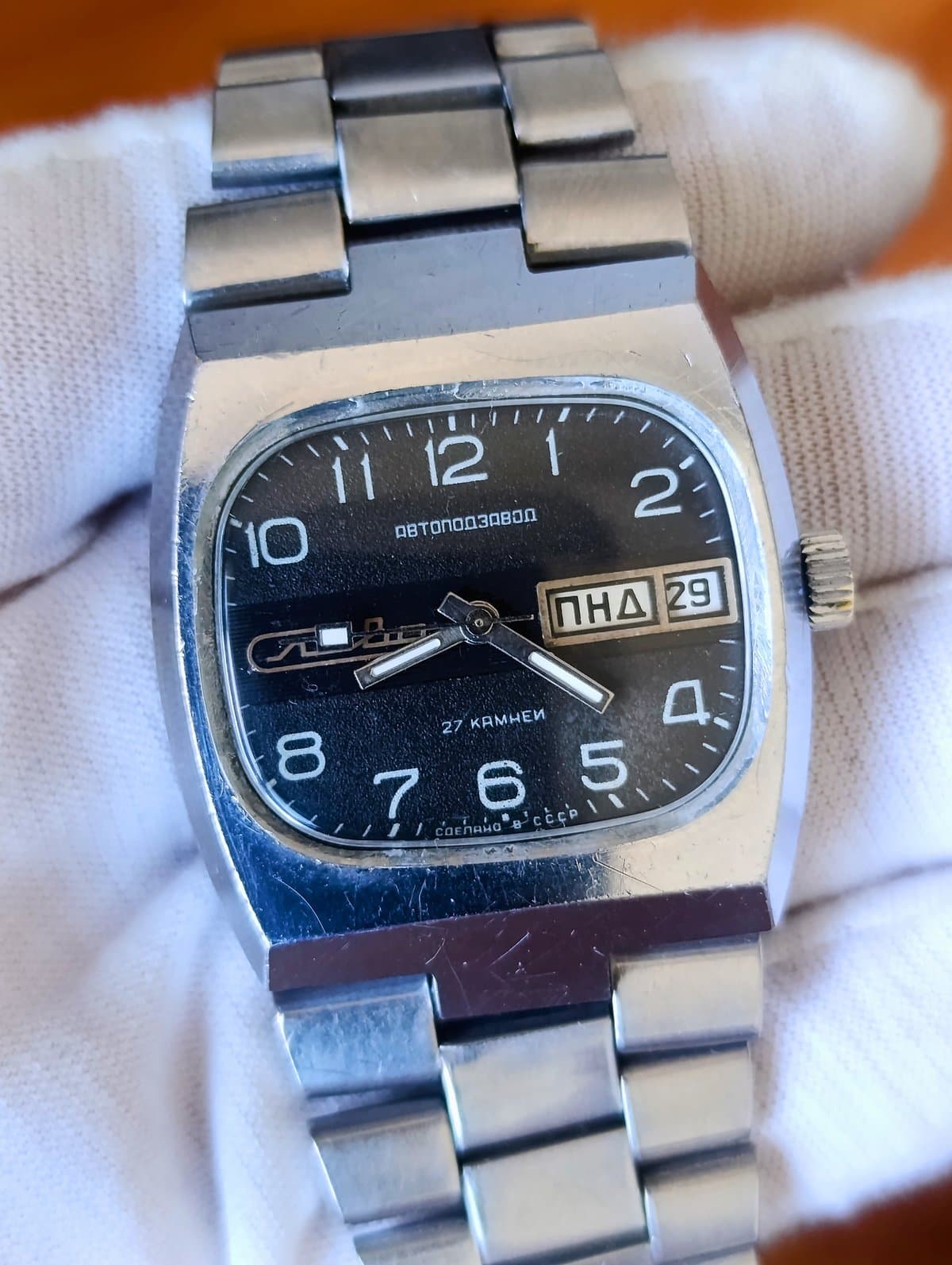 Slava Tank Rare Vintage Men's Automatic Wristwatch Made in USSR 1980s – thumbnail 1