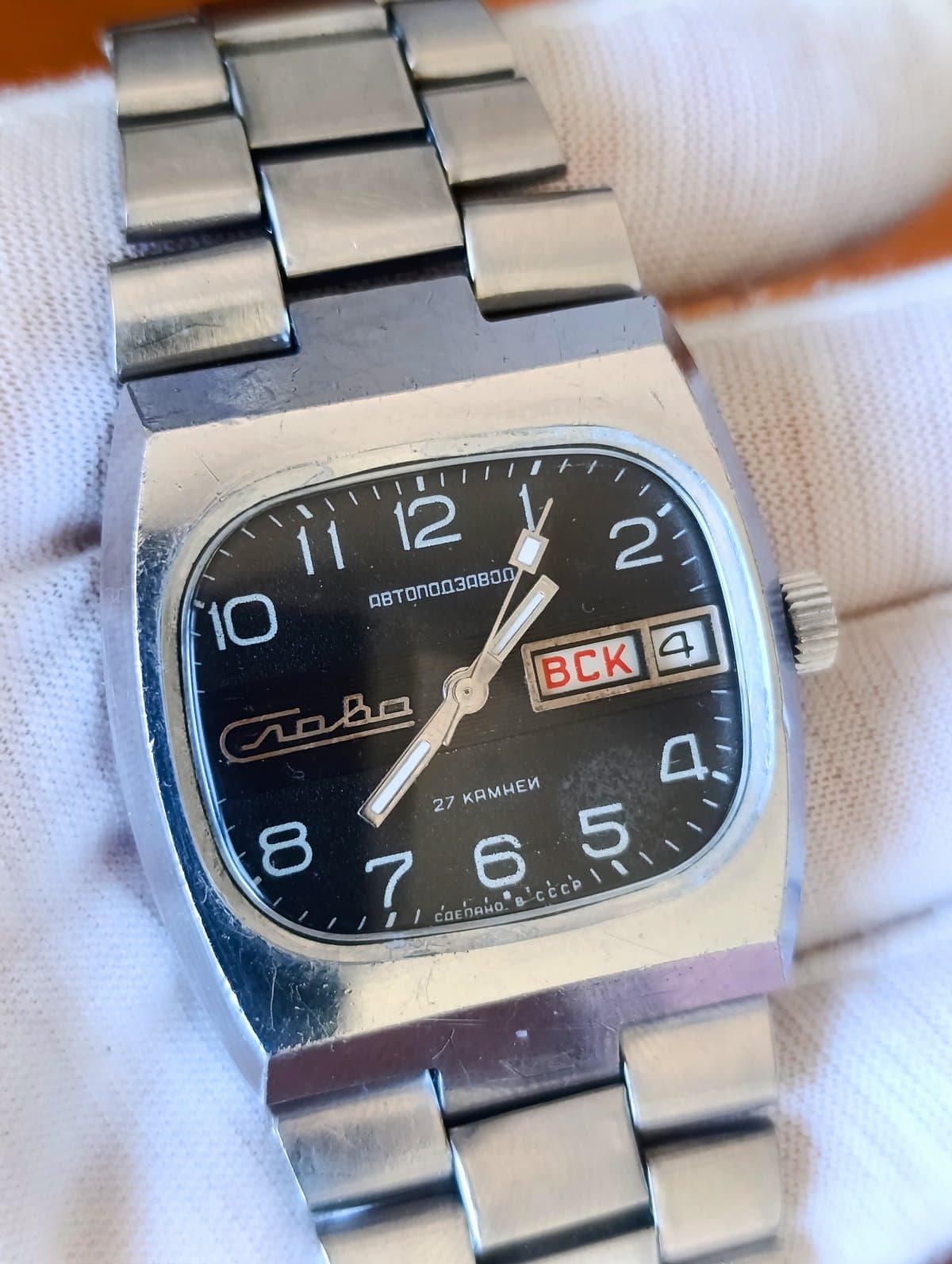 Slava Tank Rare Vintage Men's Automatic Wristwatch Made in USSR 1980s – thumbnail 11