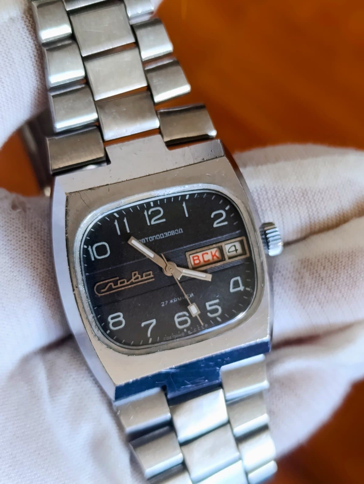 Slava Tank Rare Vintage Men's Automatic Wristwatch Made in USSR 1980s – thumbnail 12
