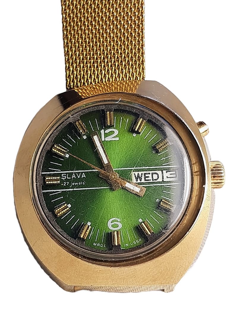 Slava Asymmetry Original Soviet Wristwatch Cal. 2427 Very Rare Soviet Watch – thumbnail 1