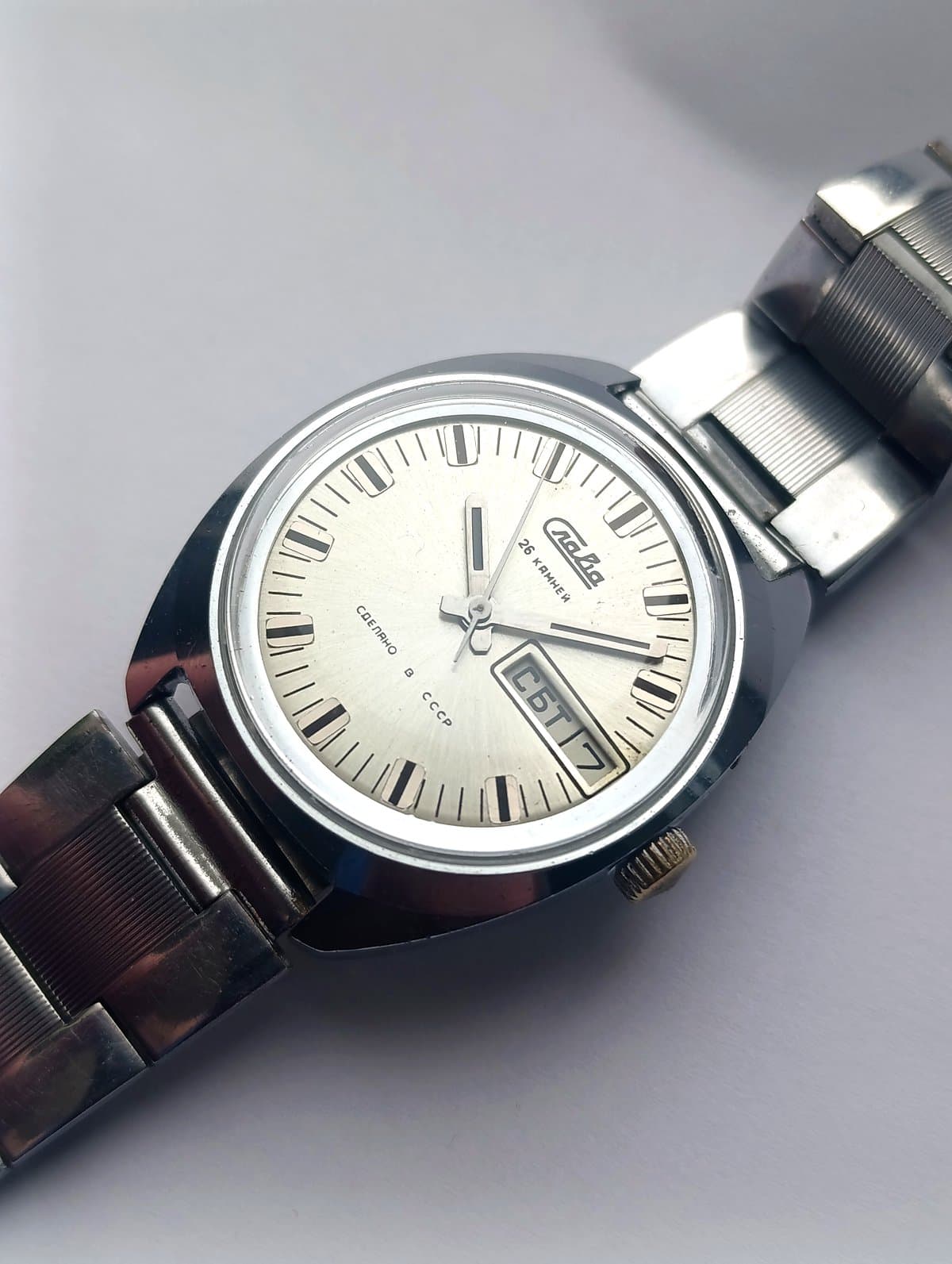 Vintage Soviet Watch Slava Cal 2428 26 jewels Made in USSR 2 Moscow Watch Factory – thumbnail 4