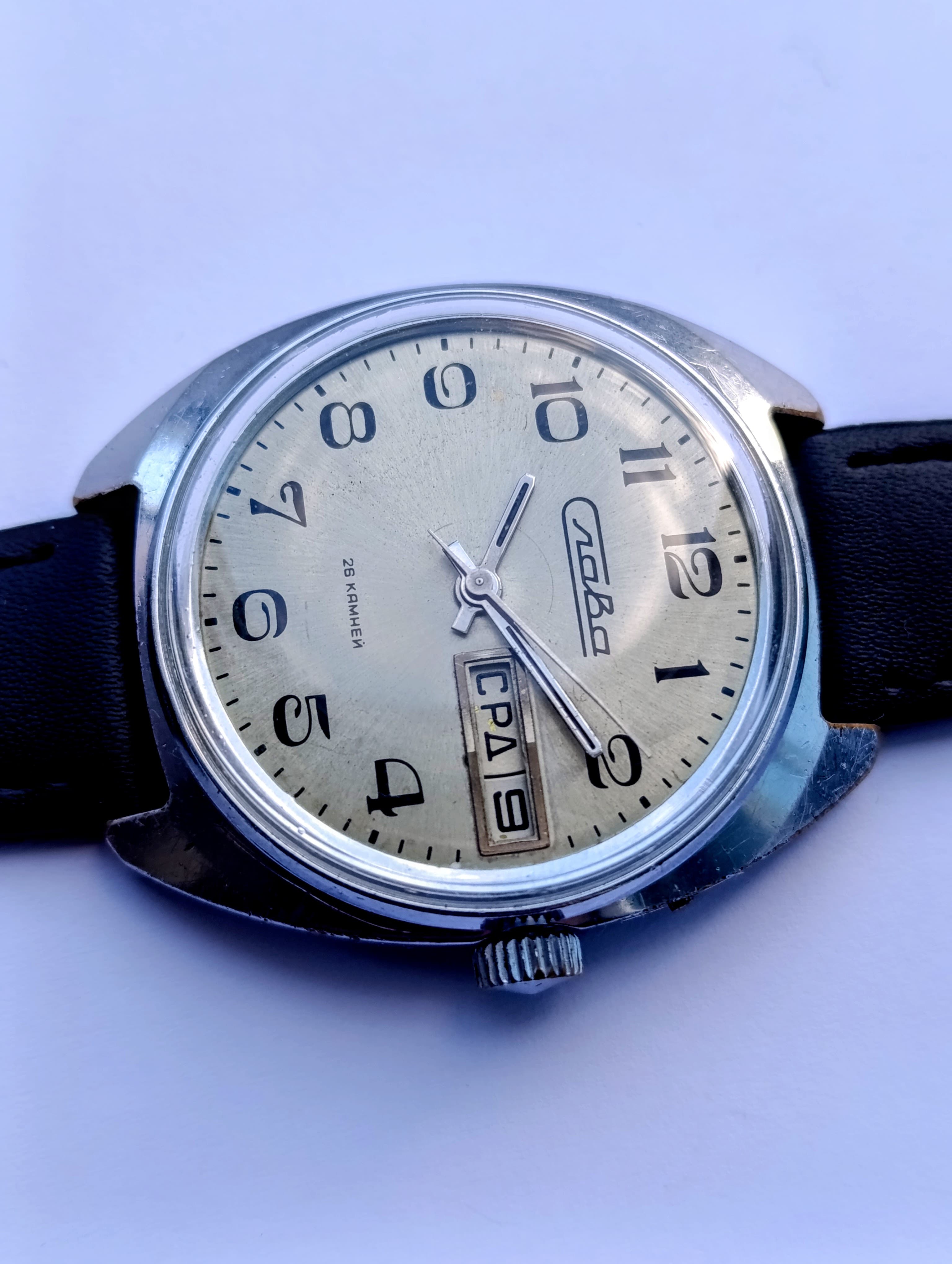 Vintage Slava 2428 Dual Calendar Watch 1980s USSR | 26 Jewels | Serviced Mechani – thumbnail 5