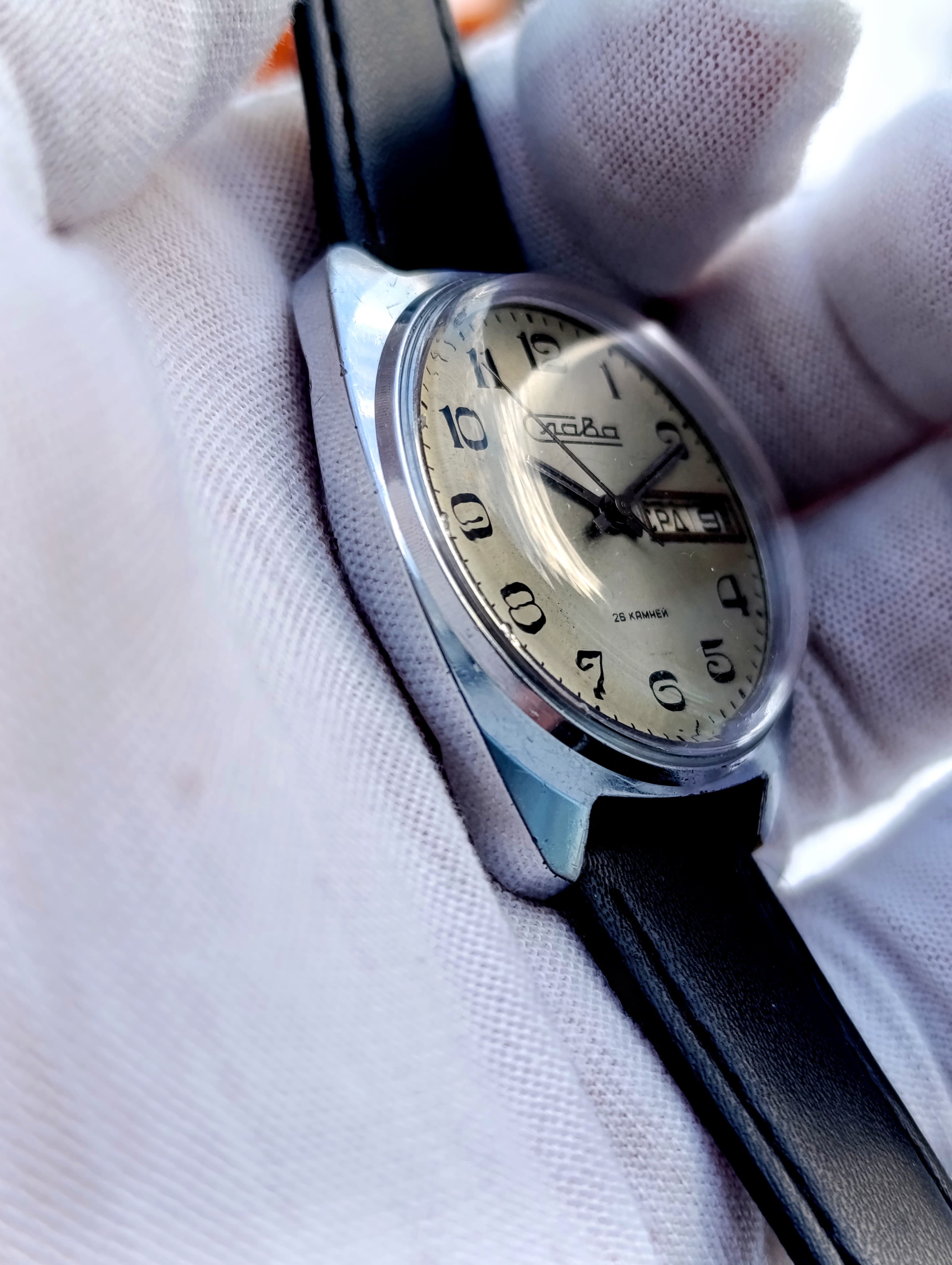 Vintage Slava 2428 Dual Calendar Watch 1980s USSR | 26 Jewels | Serviced Mechani – thumbnail 7