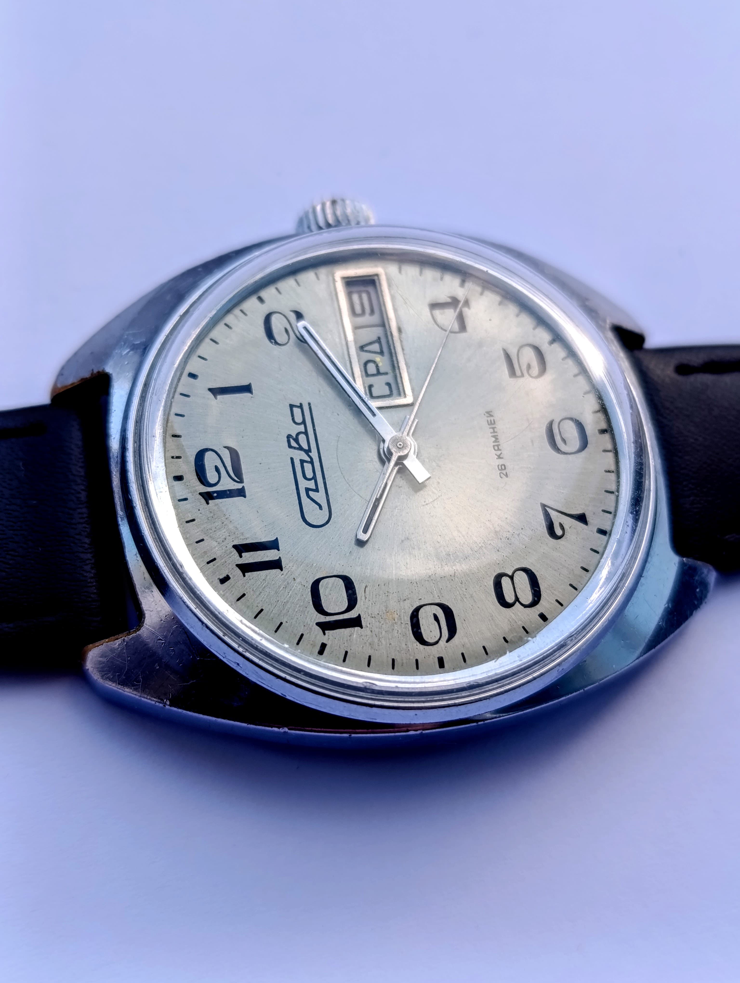 Vintage Slava 2428 Dual Calendar Watch 1980s USSR | 26 Jewels | Serviced Mechani – thumbnail 8